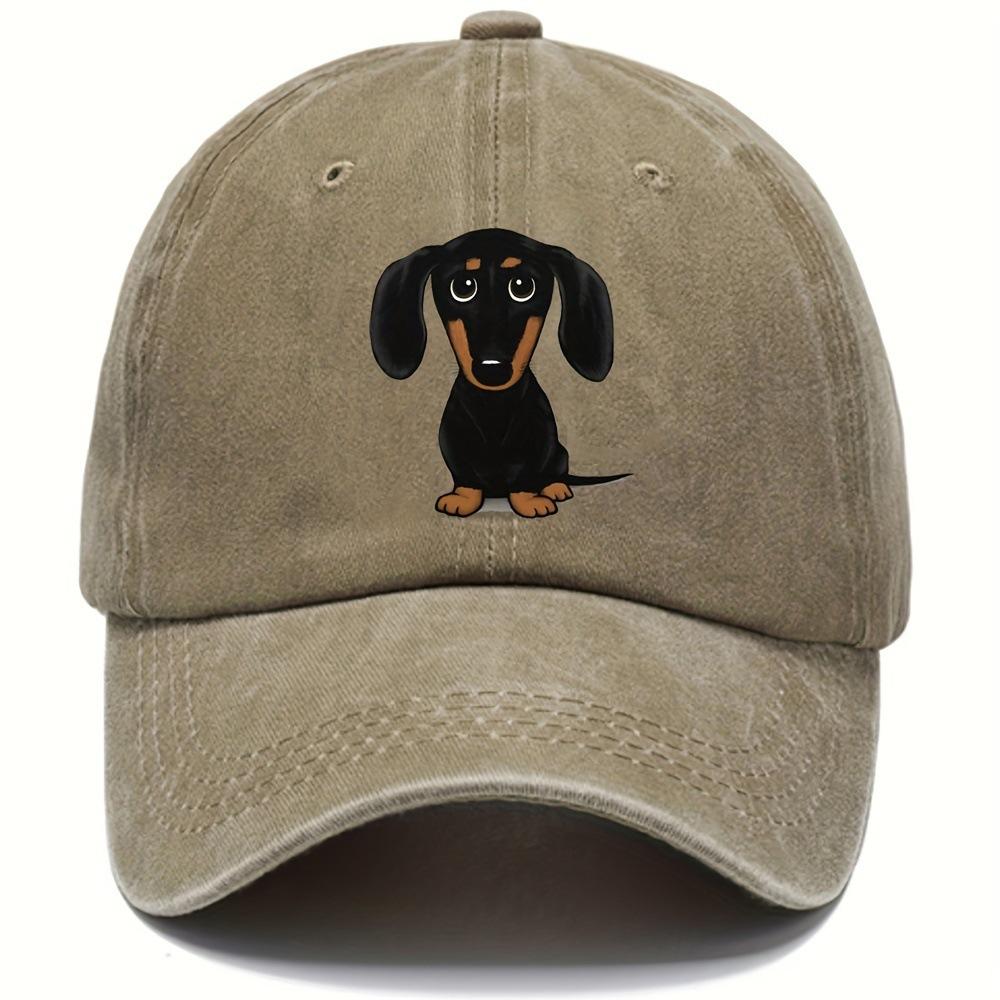 

1Pc Unisex Dog Embroidery Baseball Cap Outdoor Sport Washed Adjustable Polyester Printed Suitable For Holiday Beach.