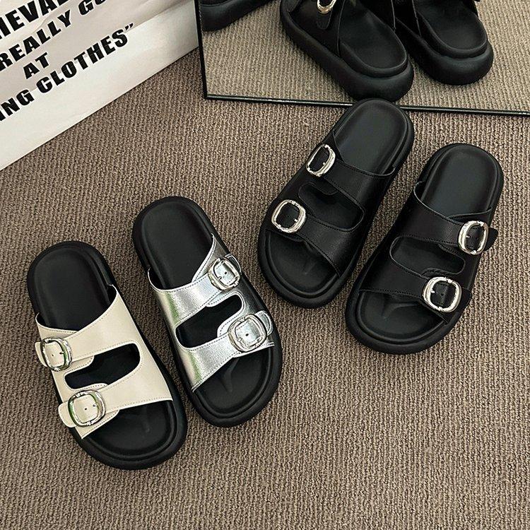 French Platform Slippers Women's Summer Wear Fashion and High Sense 2025 Super Soft New Models with Skirts Going Out Flat Sandals