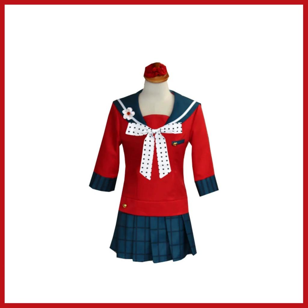 XQGame Harukawa Maki Cosplay Costume Japanese JK School Uniform Sailor Suit Red Tops Wig Adult Woman Sexy Carnival Party Set