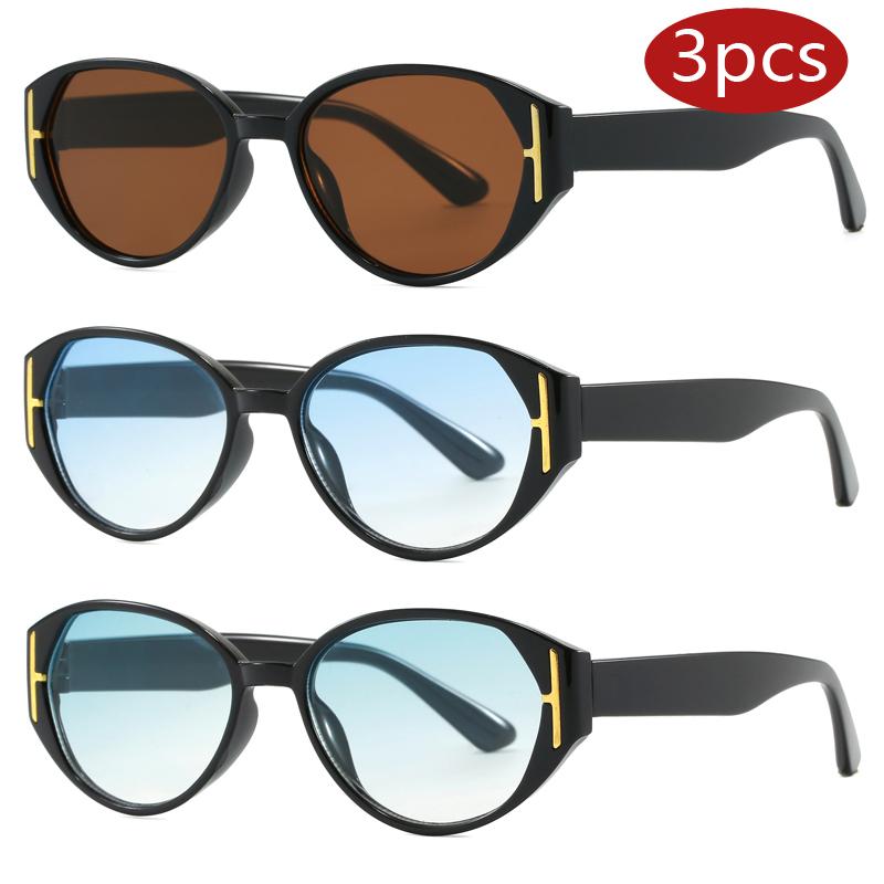 

Cycling 3pcs Retro High End Oval SunglassesFashion Design Versatile Unisex Sun Glasses Travel Cat Eye UV Protection Eyewear