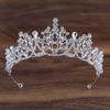 Elegant Silver Floral Crown Shiny Princess Rhinestone Tiara Baroque Crown Hair Accessory  Party