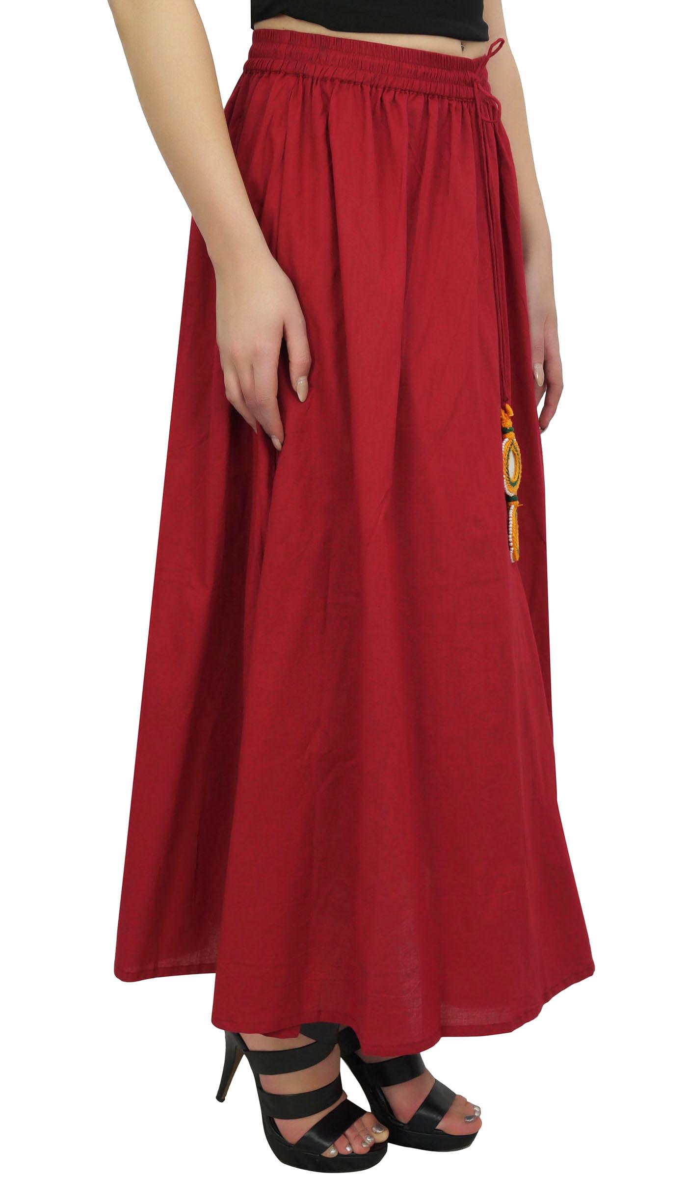 

Жіноча бавовняна чорна довга спідниця Bimba з еластичними китицями на талії в богемному стилі XXX-Large малиновий