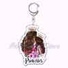 Cartoon Brown Hair Super Mama Mom Keychain for Accessories Bag Pendant Key Chain Ring Keychains Jewelry Mothers Fathers Day Gift
