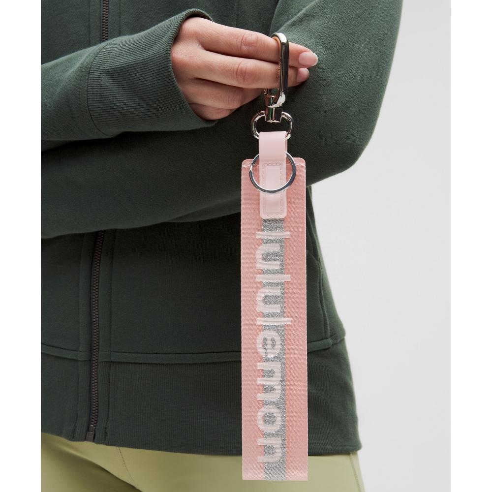 Lululemon Never Lost Keychain  Wordmark Pink Mist Silver