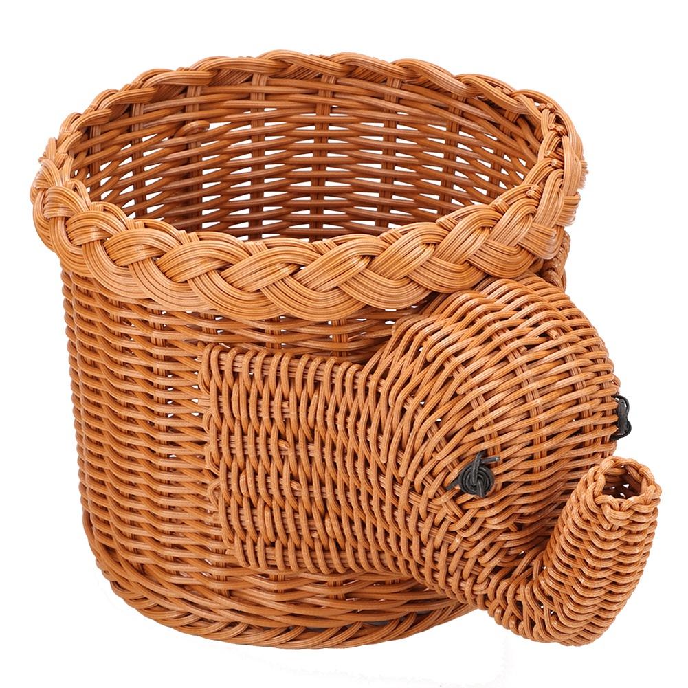 Cartoon Elefantenform Rattan Brot Obst Snacks Aufbewahrungskörbe Lebensmittel Servierkörbe(Braun)
