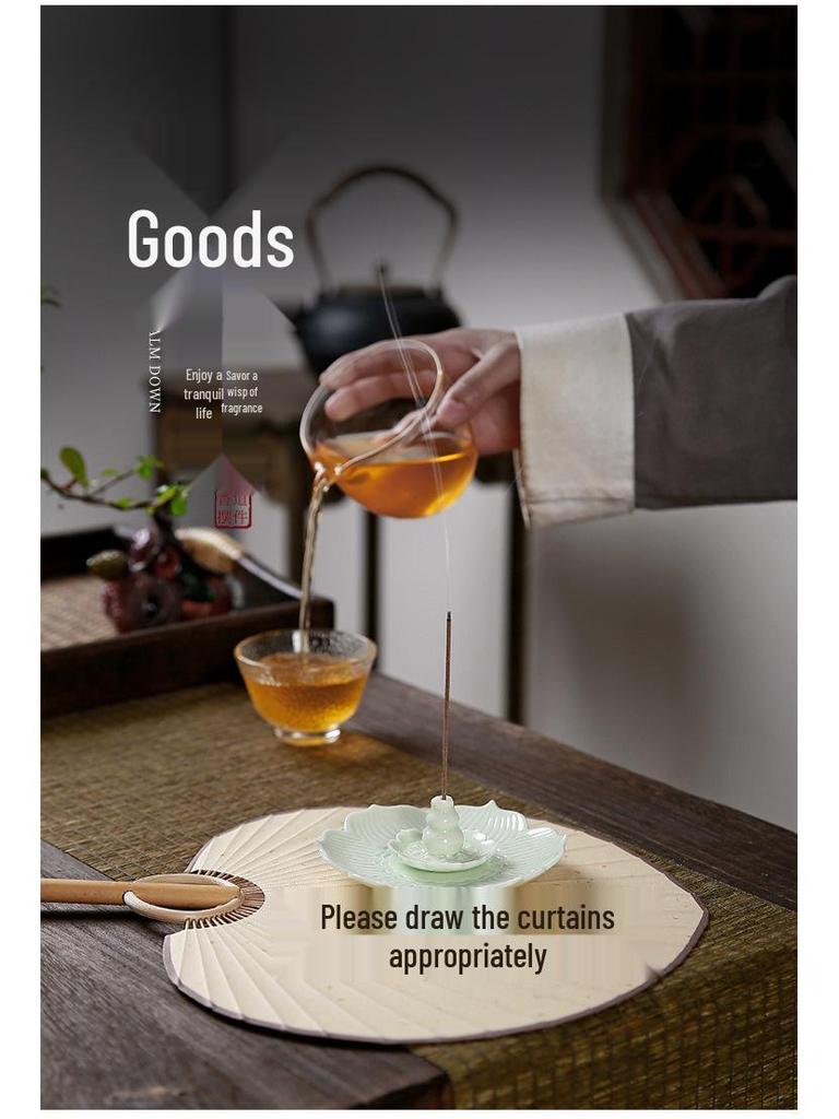 Ceramic Lotus Incense Holder for Sticks, Coils, and Cones - Home & Office Multi-Purpose Burner for Sandalwood and Agarwood Incense.