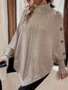 Autumn Winter New Knitted Sweater Women's Clothing, Cable Knit High Neck Button Long Sleeve Top