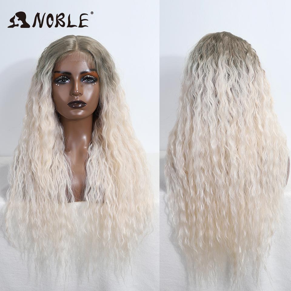 

Noble Lace Front Wig Cosplay Curly Wig 30 Inch Lace Part Wig Baby Hair Lace Wig For Women Blonde Wig Synthetic Lace Front Wig (as the picture,28inches&130%)