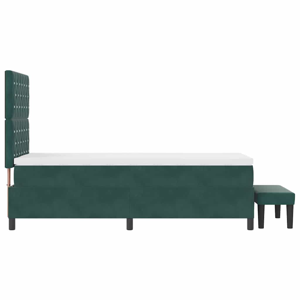 Box Spring Bed with Headboard Dark Green 190 x 90 cm Velvet