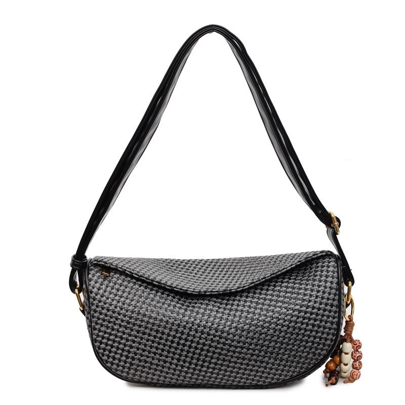 Retro Plaid Large-capacity Bag Women's 2025 New Autumn and Winter Versatile Commuter Messenger Bag Internet Celebrity Shoulder Dumpling Bag