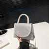 Korean Fashion Pu Rivets Small Square Bag With Stitching Detail And Interior Card Slot For Casual Outings