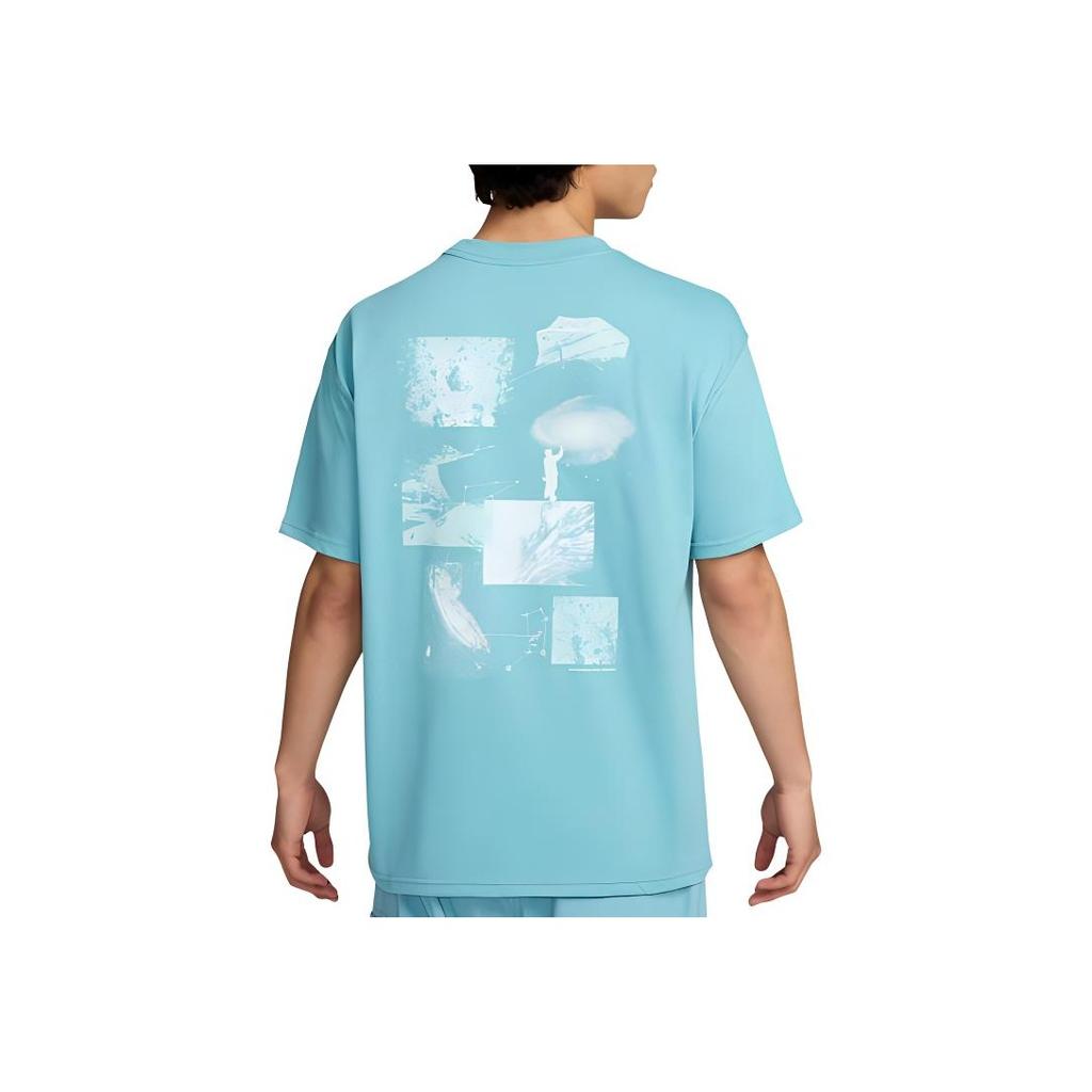 Nike Moisture Wicking Quick Dry Loose Short Sleeve T-Shirt Men Tops Denim-Blue FZ5276464