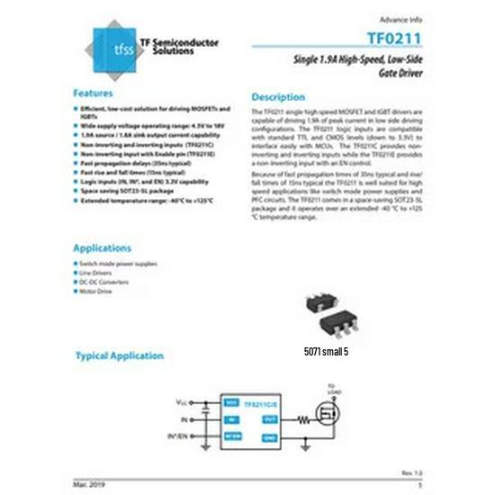 New TF0211E-USQ SOT-23-5L Gate Driver Chip