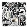 50-Piece Polka Dot Cartoon Graffiti Stickers - Waterproof Black & White Journal and Phone Case Decor