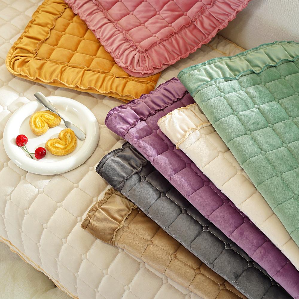 Sofa Cushion Cover Baby Sling Thickened Warm Non-Slip Four Seasons Universal Dutch Plush Solid Color Simple Modern