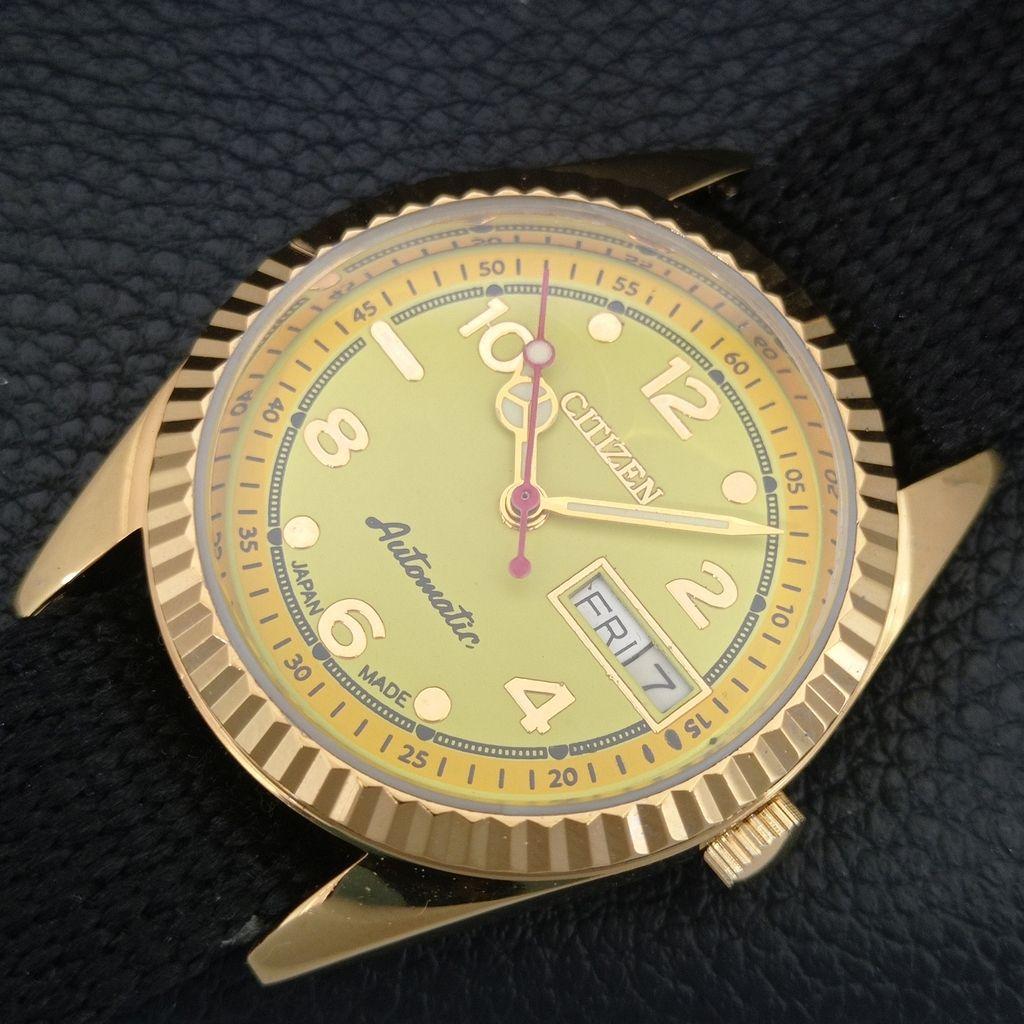 VINTAGE REFURBISHED CITIZEN AUTOMATIC JAPAN MENS YELLOW DIAL WATCH a445347-1