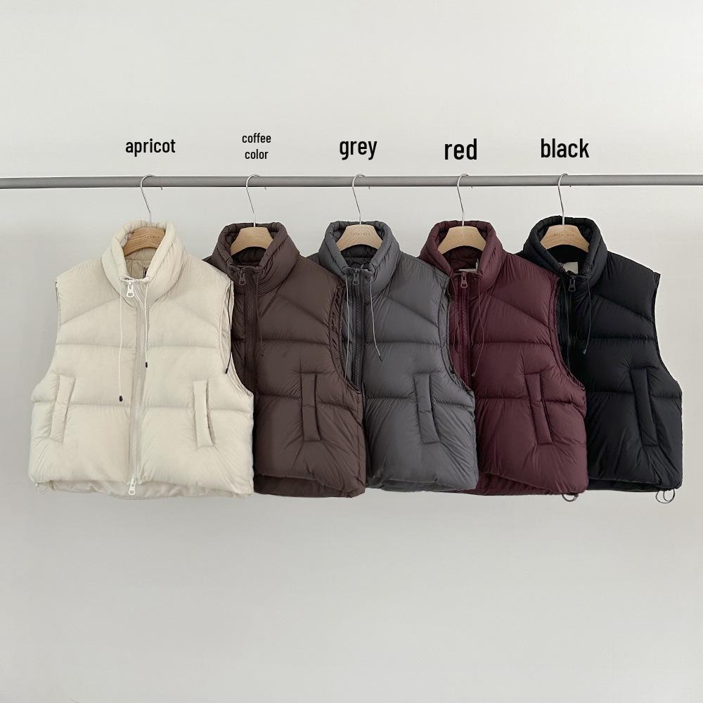 

2024 Retro Women s Stand-Up Collar Down Vest - 90% White Duck Down One Size сірий колір