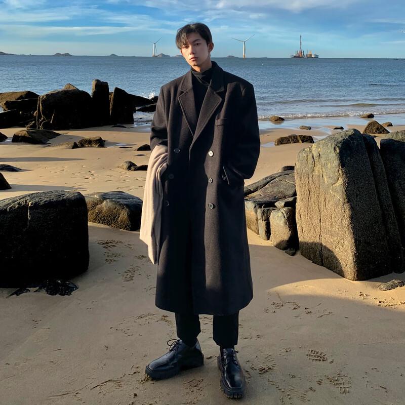 

Dingfengbaoluo Men s Mid-Length Wool Blend Overcoat 5XL