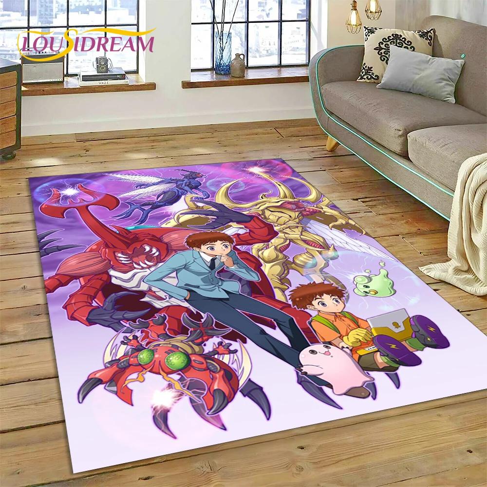 Retro Digimon Adventure Monster Cartoon Carpet Rug for Bedroom Living Room Home Sofa Decoration,Child Game Large Decor Floor Mat