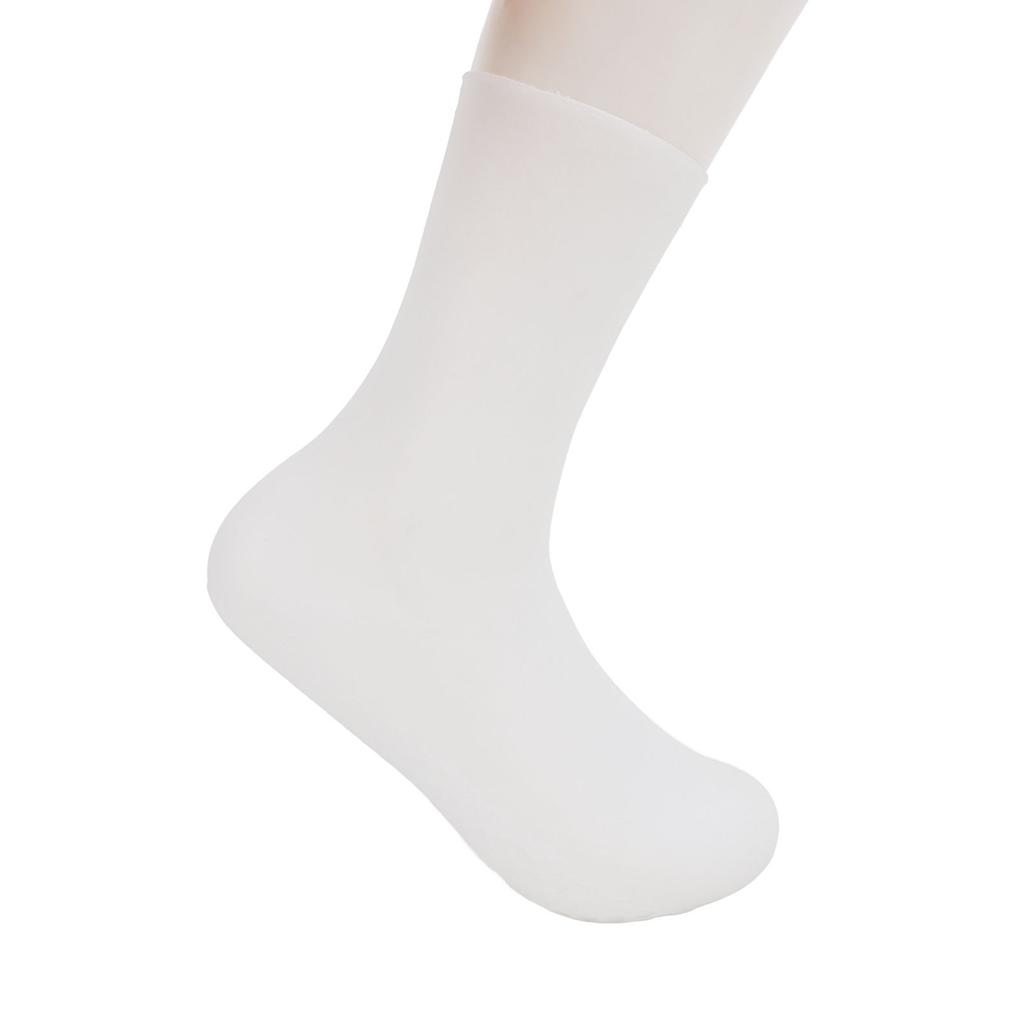 Pair of Silicone Moisturizing Socks White Ankle Length Dry Cracked Feet Hydrating Spa Socks for Women Men L