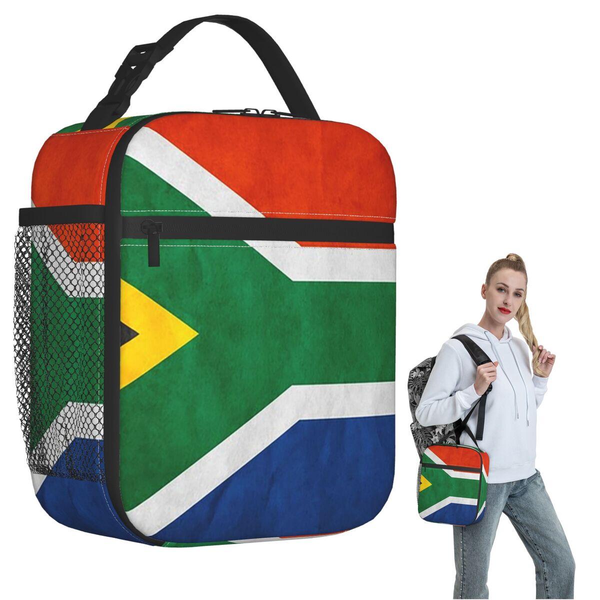 South Africa Flag National Flag Of South Africa Insulated Lunch Bag for Women Kids Leakproof Food Boxes Thermal Lunch Box Tote One Size