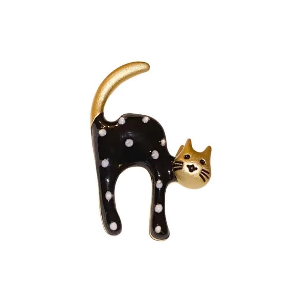 Black White Cat Brooches Enamel Scarf Adjuster Fashion Clothing Fixing Pins  For Men Women