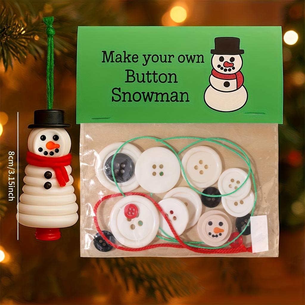 Julknappsprydnader,Heminredning-ett Komplett Snögubbe- och Jultomtedekorations-tillverkningskit,Med Färgglada Knappar,Hängring