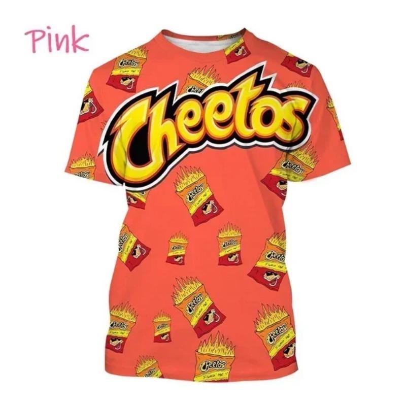Top Y2k Cheetos Croccanti Stampa 3D T-shirt Moda Girocollo Hip Hop Cool