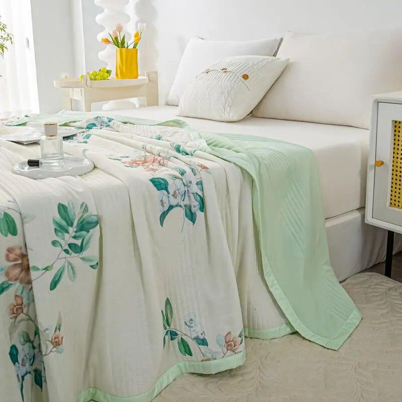 Air Condition Thin Blanket Summer Quilt Cover Cool Summer Cotton Quilt King Size Lace Free Shipping Down Blue Bedding Set Washed