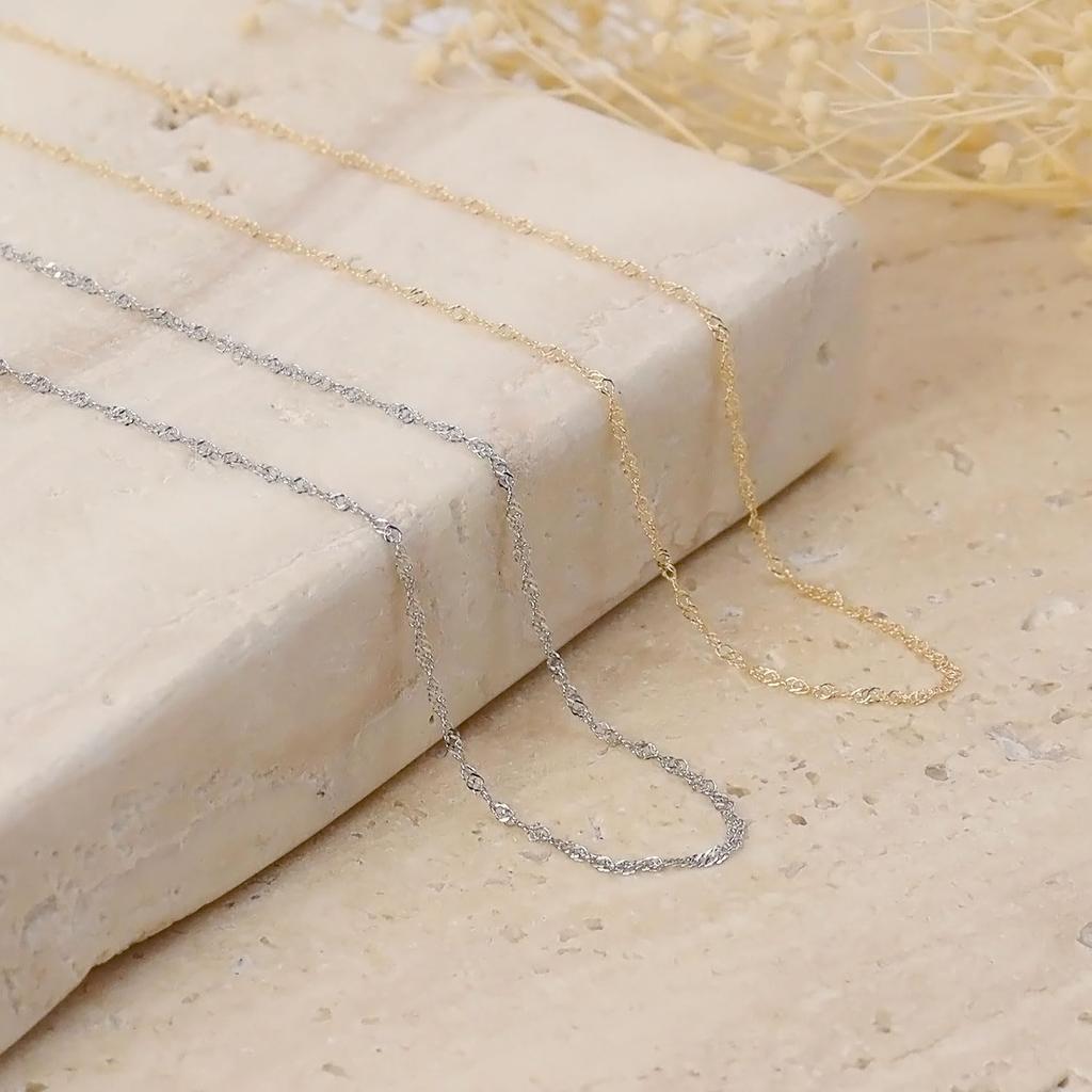 LARA Christie Platinum Pt850 Screw Necklace Wire 40cm Length Chain, 0.21mm Diameter, Approx. 1.3mm Width, (lc97-0043-pt-021-40)