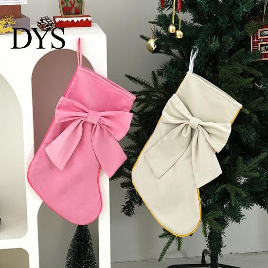 Large Capacity Present Bag Soft Velvet Christmas Stocking for Fireplace Decor, Hanging Gift Eve Treat Pouch with Bow, Plush Candy Tote Kids,