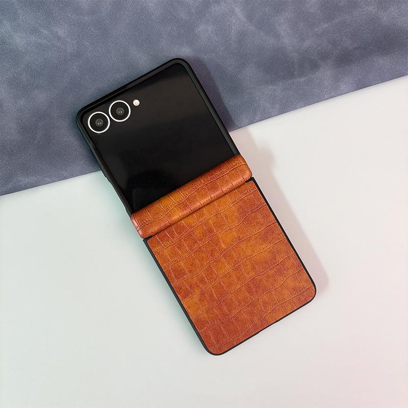 Compatible Leather Case for Samsung Galaxy Z Flip 8: Full Hinge Coverage & Drop Protection for Z Flip 6/7.