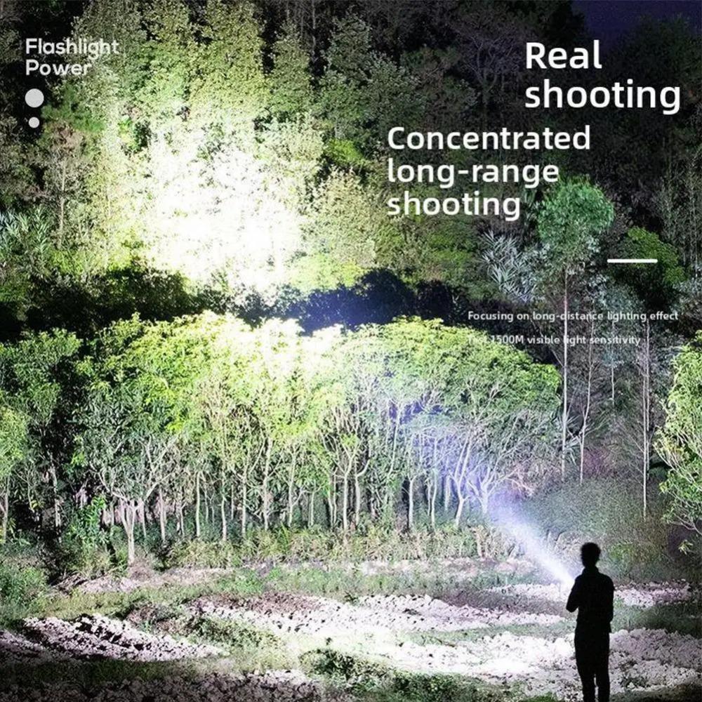 Strong Light LED Flashlight Built-in Battery USB Rechargeable Portable LED Light Waterproof ABS Camping Torch Outdoor Lantern