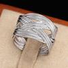 Huitan Metal  Color Wide Band Cross Rings Opening Adjustable Rings for Women Daily Wear Modern Fashion Girls Accessories