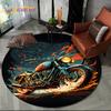 3D Retro Vintage Motorcycle Cartoon Round Area Carpet Rug for Living Room Bedroom Kid Playroom Decor,Pet Area Rug Non-slip Gift