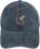 Kolibri Blumendruck Baseballkappe Verstellbar Denim Gewaschen Lässig Sommer Sonnenschutz Unisex Hut