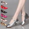 Female Dance Shoes with Soft Sole, Mid Heel, Dance Practice Shoes, Teacher's Four Season Ballroom Dance Two-point Shoes