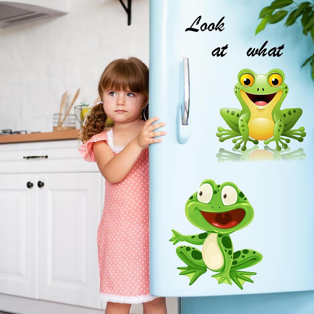 2PCS Cute Animals Toilet Seat Stickers Self-Adhesive Frogs and Lettering Toilet Lid Decals DIY Removable Smile Frog Quotes Toilets Stickers for