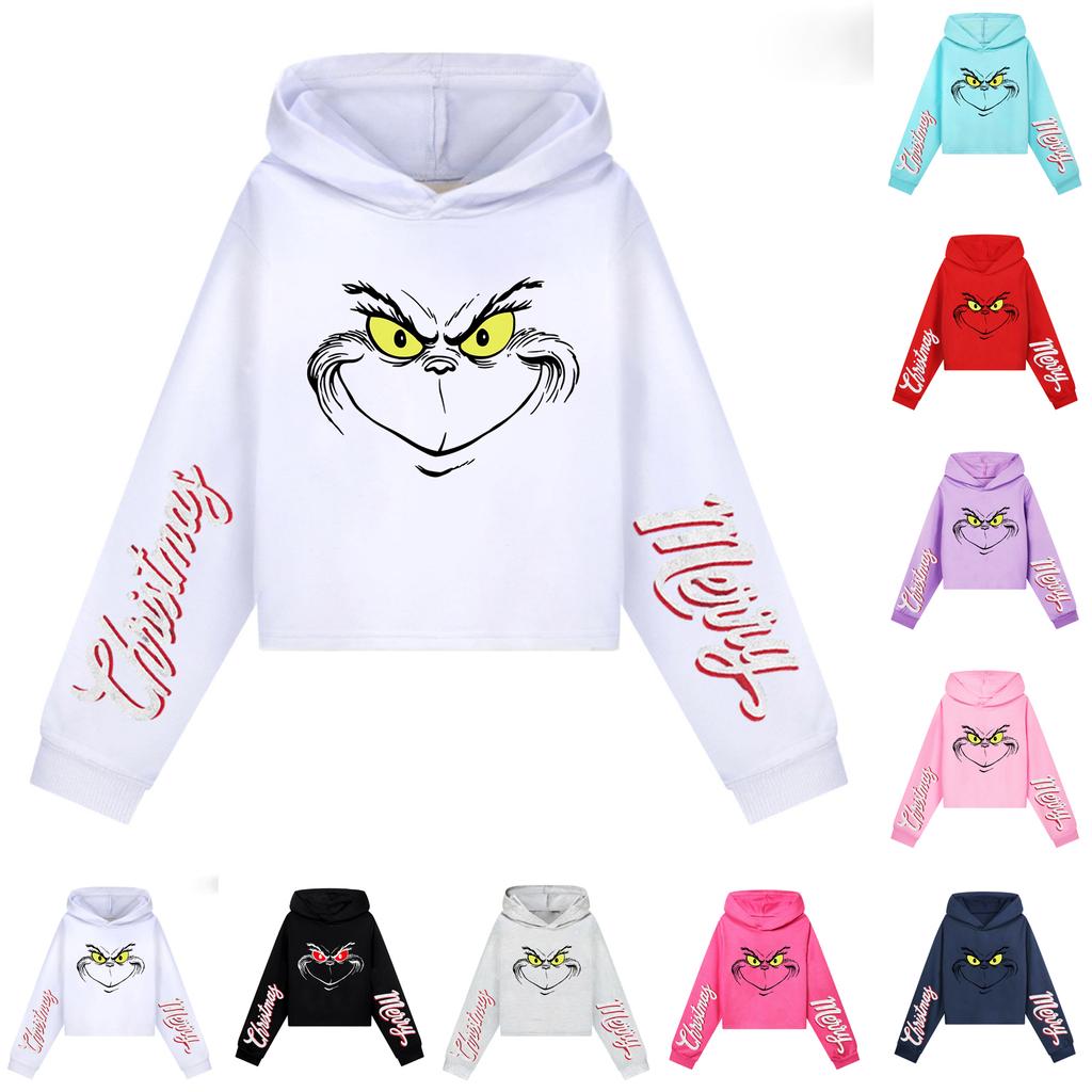 Kids' Casual Fashion Christmas Printed Long Sleeve Hooded Sweatshirt (No Drawstring)