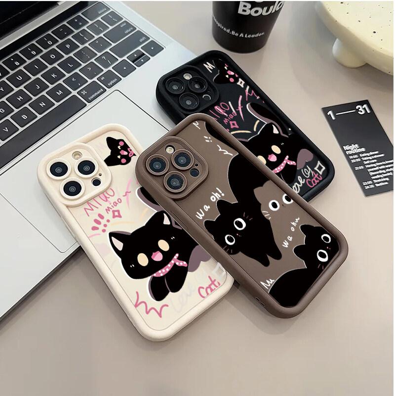 Cute Black Cat Case for Infinix Note 40 Hot 50 40 Pro 30i 30 Play 40i GT 20 10 Tecno Camon 30 Spark 30C 10 Pro 20C Smart 8 9