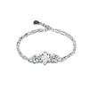 Stylish Butterfly Love Flower Silver Bracelet - High-Quality Frosted Bead Design, Ideal Gift for Women.