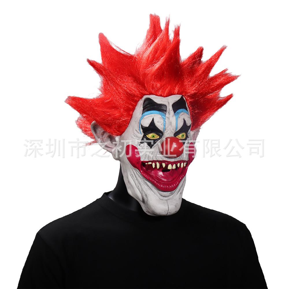 Halloween Space-Themed Red-Haired Killer Clown Mask Latex Smiling Mask Halloween Horror Show Cos Props