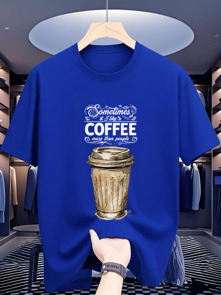 Coffee Graphic print Men TShirt Cotton Vinage Oneck shortsleeved Tee Tshirts Top Unisex casual daily outdoor TShirt Oversized