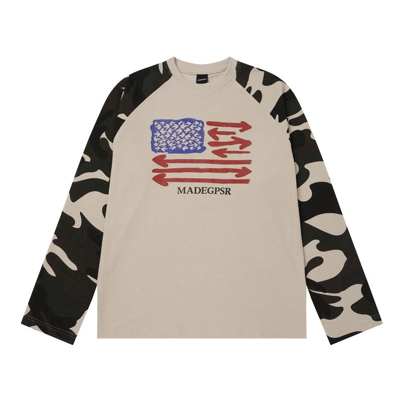 Mens Oversized Camo Print Hoodless Sweatshirt