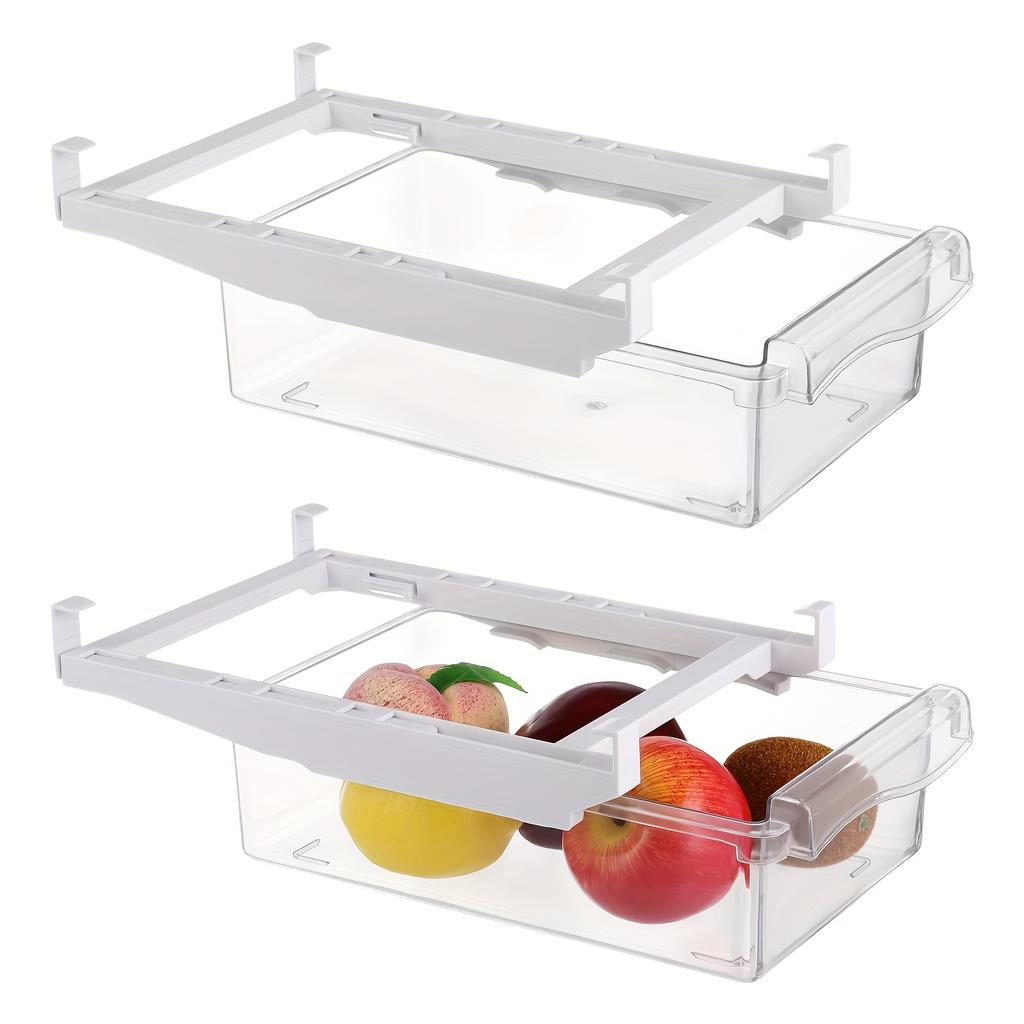 1/2 Adjustable Plastic Fridge Drawer Organizer - Clear Pull-Out Shelf for Storing Fruit Vegetables Seafoodridge Storage Box