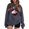 Women's Neck Long Sleeve Casual Loose Fit Sweatshirt Pullover with Color or Small Halloween Print