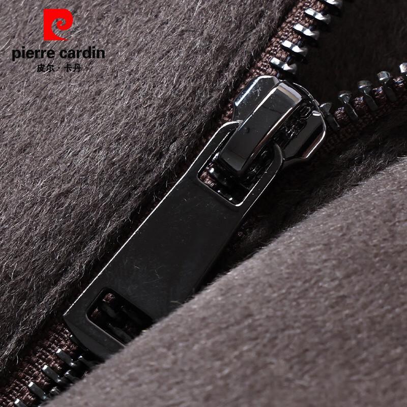 Pierre Cardin Men's Pure Wool Leather-Collar Jacket