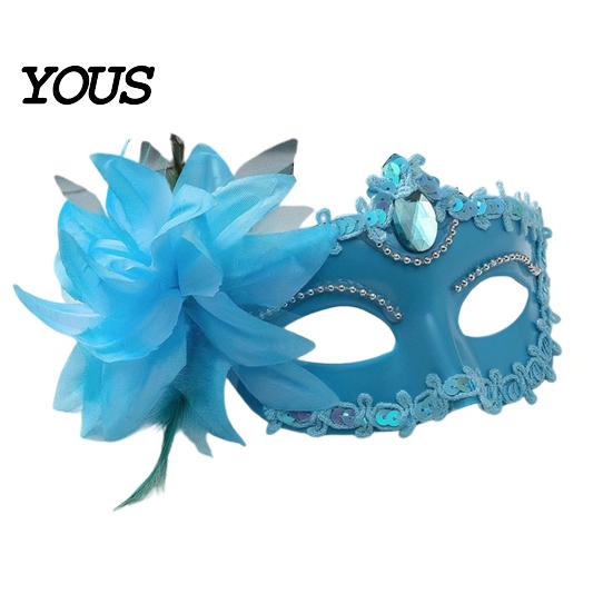 Venetian Style Mask Half Face Masquerade for Women, Mesh Flower Rhinestone Mask, Costumes Accessory Halloween Carnival Prom Ball Party Vintage