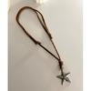 Adjustable Leather Rope Star Pendant Necklace for Women Vintage Ethnic Style