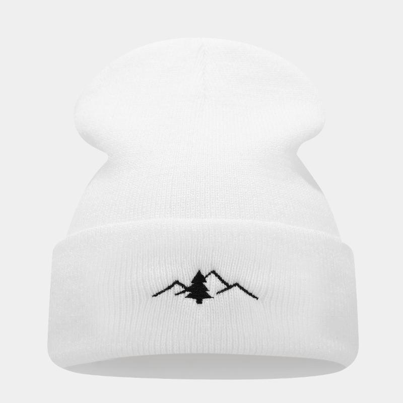 Hot Sale New Mountain Embroidery Outdoor Knitted Cold Hat Couple Autumn and Winter Warm Ear Protector Knitted Hat